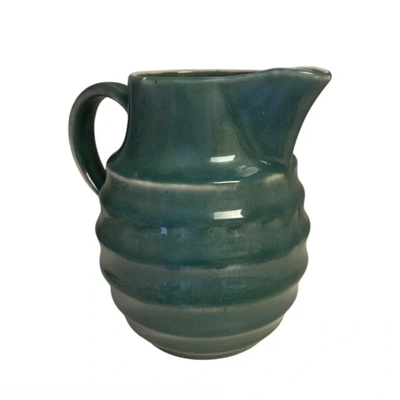 Vintage Greenware Banded Rib Milk Pitcher - Picture 4 of 6